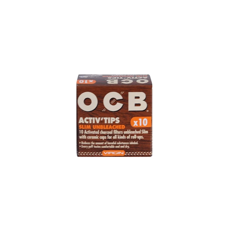 Uhlíkové fitre OCB Activ Slim Unbleached 7mm 10 kusov