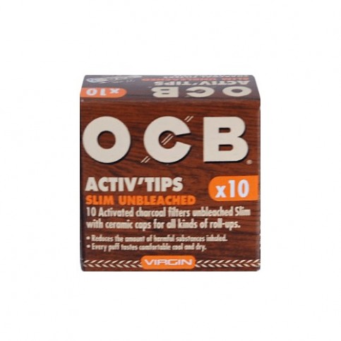 Uhlíkové fitre OCB Activ Slim Unbleached 7mm 10 kusov