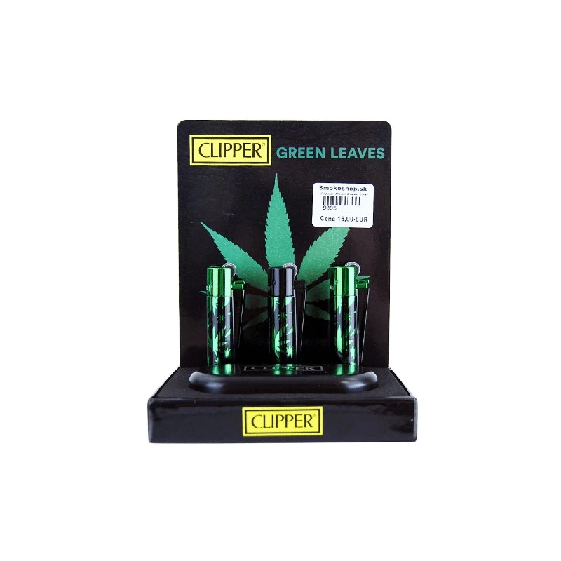 Zapaľovač Clipper Metal Green Leaf