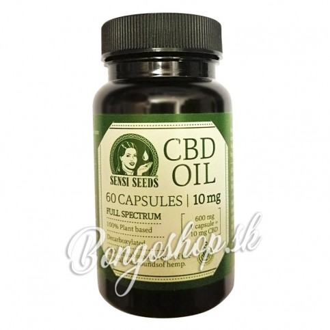 CBD olejové kapsule od Senzi seeds vo fľaštičke