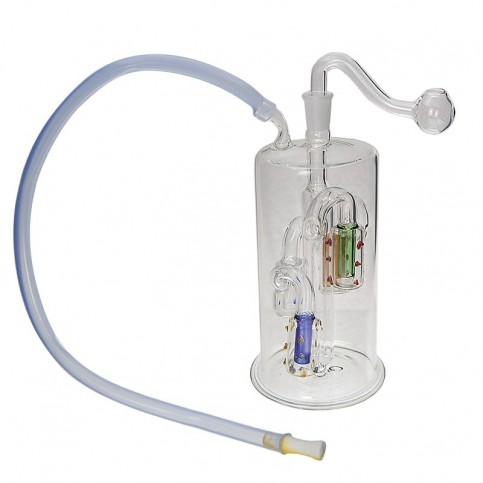 Sklenené bongo na olej s hadicou a farebným coolerom