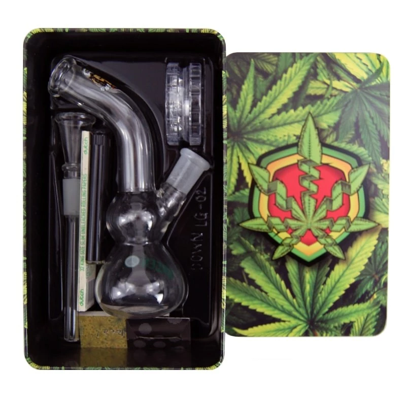 Set sklenené bongo, zapaľovač, drvička, papieriky, filtre, sitká Greenline 2