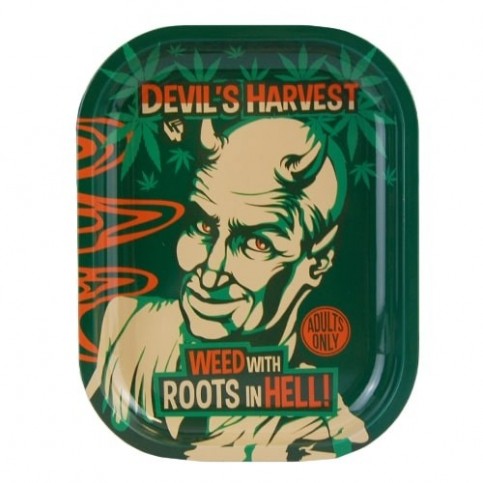 Tácka Roll Tray "Devils Harvest" 420 cannabis leaf 18 x 14 cm