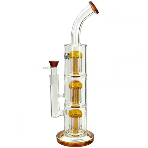 Bong sklo shroom cooler 8arm 39 cm amber - pohľad zboku.