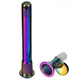 Bong Neverland 45 cm Rainbow Shine - detail: downpipe a šluk s rúčkou.