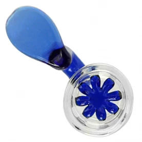 Bong sklo Black Leaf Triple Turbine 38 cm - detail: šluk so sitkom a rúčkou zhora.