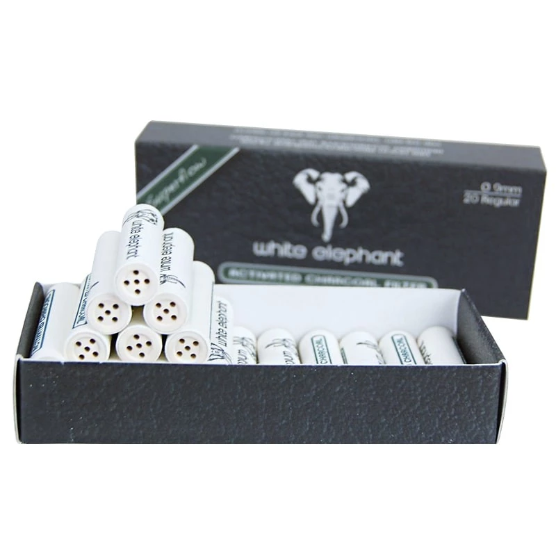 Uhlíkové fajkové filtre 9mm 20 ks White elephant
