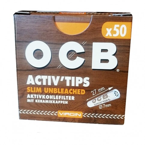Uhlíkové filtre OCB Activ Slim Unbleached 7mm 50 kusov