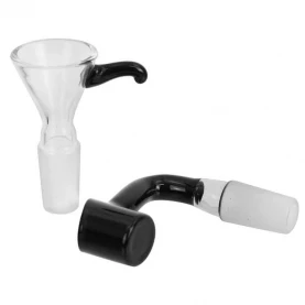 Sklenený bong Trommel High Black Olej a byliny 21,5 cm - dva šluky: jeden na oleje a druhý na byliny