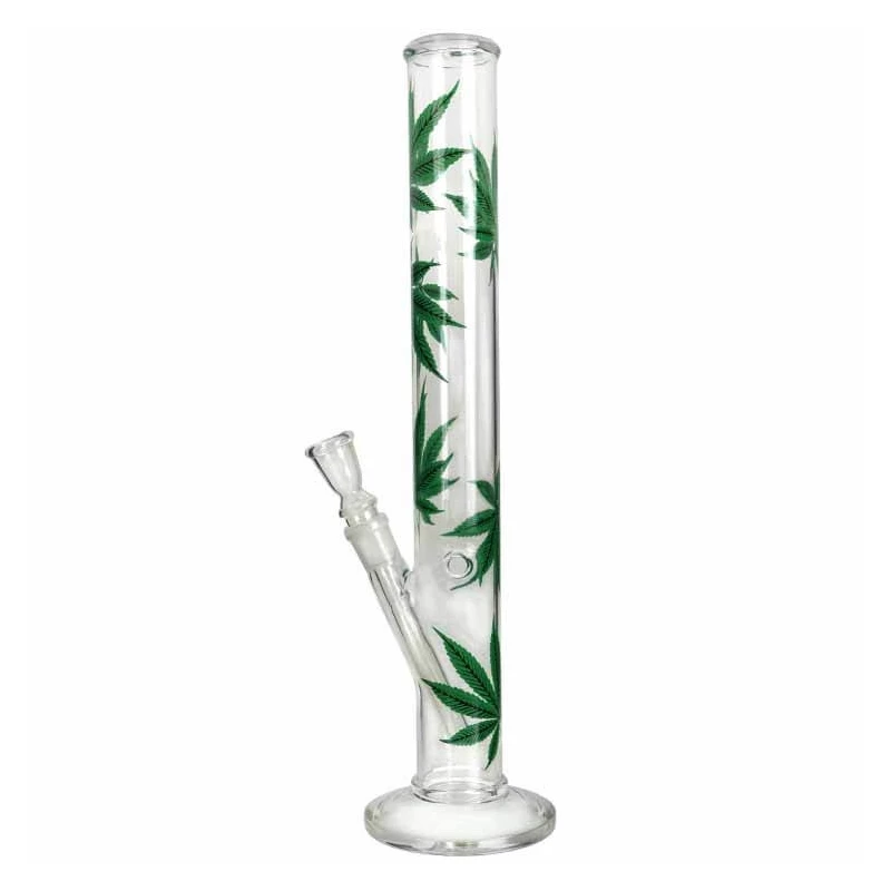 Sklenený Bong Cannabis Leaf 45 cm s rovným hrdlom - pohľad zboku