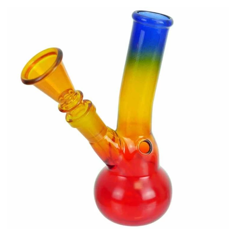 Sklenený bong Mini rasta blue 14,5 cm - pohľad zboku