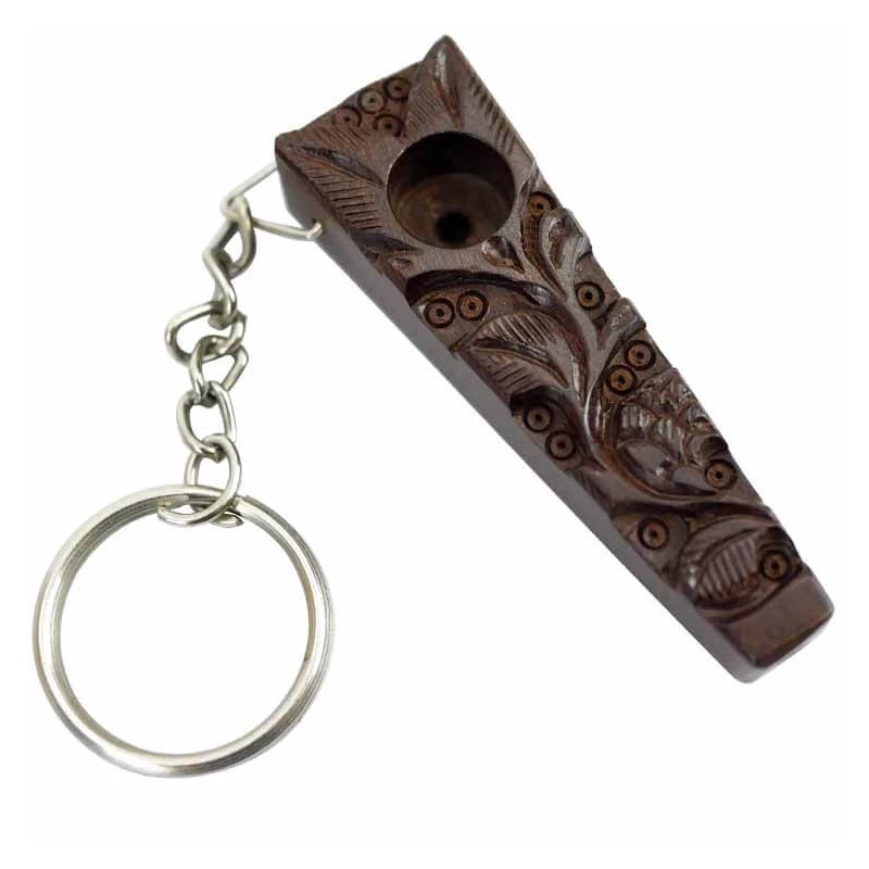 Šlukovka mini fajka Drevo prívesok - pohľad zvrchu