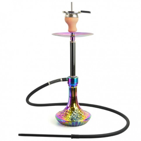 Vodná fajka Kaya INOX Carbon Stallion Rainbow 62 cm - pohľad na celú vodnú fajku