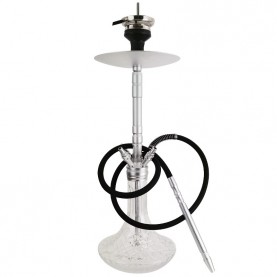Stredne veľká vodná fajka Wandy E-TRON Silver 61 cm