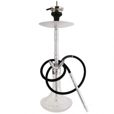 Stredne veľká vodná fajka Wandy E-TRON Silver 61 cm