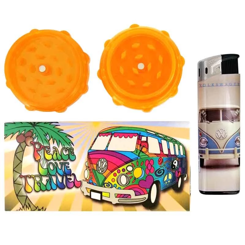 Set Happy Hippie - papieriky KS, zapaľovač a drvička