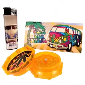 Set Happy Hippie - papieriky KS, zapaľovač a drvička