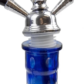 Set Vodná fajka Habibi s kufrom modrá + uhlíky a kamienky - spoj tela a vázy -zasúvací na tesnenie