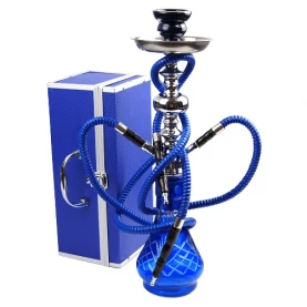 Set Vodná fajka Habibi s kufrom modrá + uhlíky a kamienky