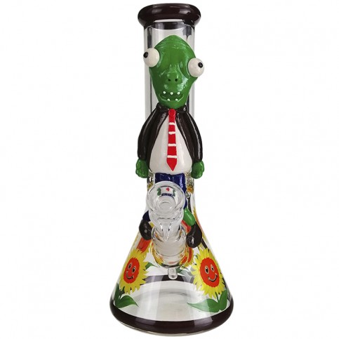 Sklenené bongo "Zombie and plants" svietiace Grace Glass glow 32cm - pohľad spredu