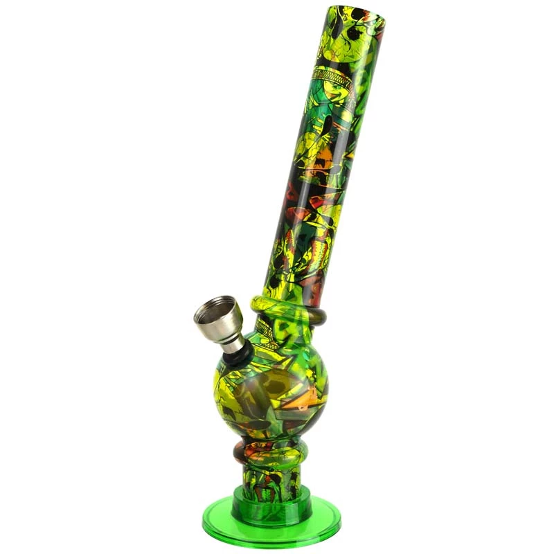 Bong akryl Comix 23 cm - farebné bongo zdobené komixovými motívmi - pohľad zboku