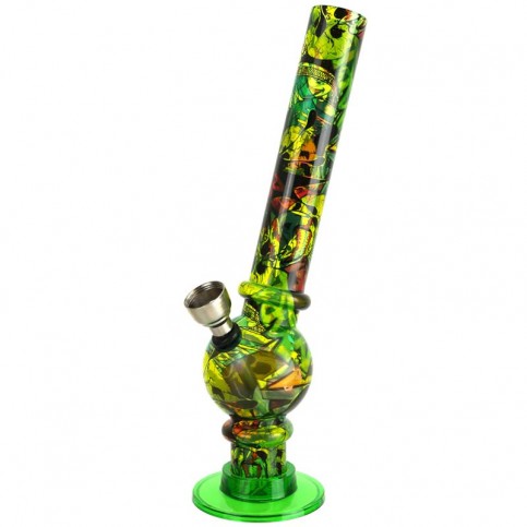 Bong akryl Comix 23 cm - farebné bongo zdobené komixovými motívmi - pohľad zboku