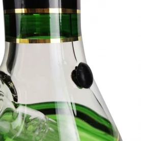 Sklenené bongo GG black&green 32cm - detail vázy a truba so silikónovou zátkou