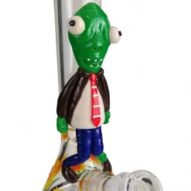 Sklenené bongo "Zombie and plants" svietiace Grace Glass glow 32cm - detail plastického zombie motívu