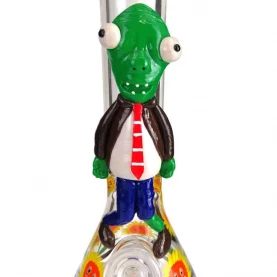 Sklenené bongo "Zombie and plants" svietiace Grace Glass glow 32cm - detail plastického zombie motívu