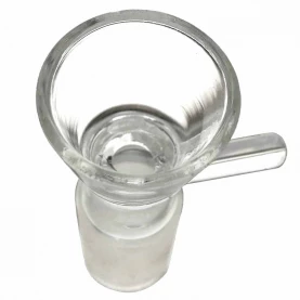 Sklenené bongo Candy clear 32 cm - detail kotlíka s rúčkou - pohľad zvrchu