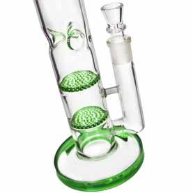 Sklenený bong Heavy Glass Green Honeycomb 44 cm - detail dvoch honeycomb coolerov a ľadovača