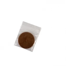 Zip sáčky čisté 25x25mm - pohľad na porovnanie 5 centovou euro mincou