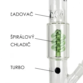 ľadovač, chladič a turbo skleneného bonga GG Hammer Funky Twist Light Green 38 cm