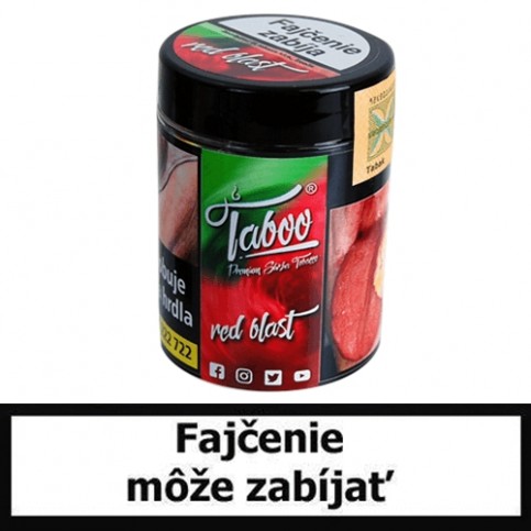 TABOO Tabak do vodnej fajky - Red Blast (Mäta a malina)