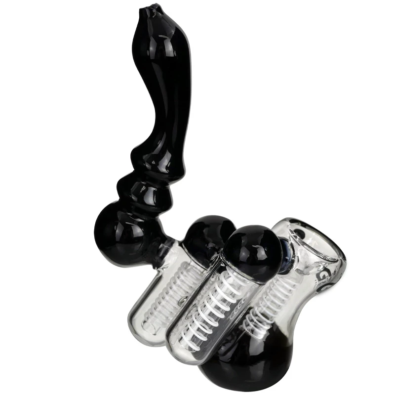 Bong Sklo Bublačka Bubbler Double GraceGlass Black 17cm - pohľad zľava