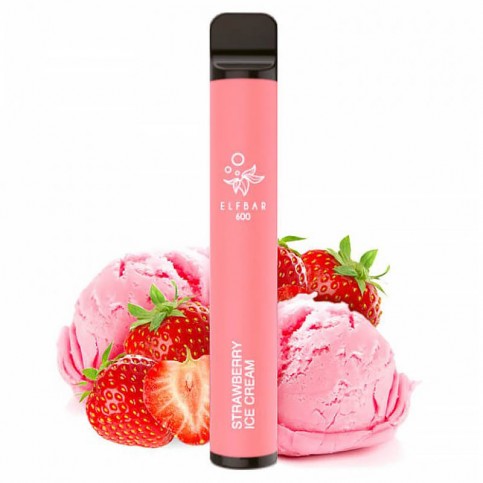 E-shisha Elf Bar 600/20mg Strawberry Ice Cream - Jahodová zmrzlina