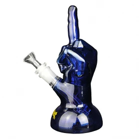 Sklenené bongo Fuck You Finger Blue