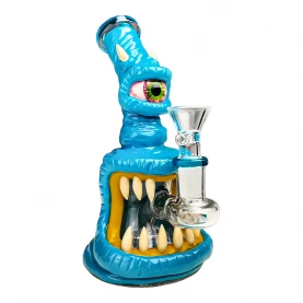 Sklenené bongo Monster Blue 16cm