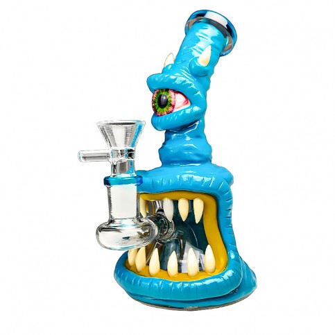 Sklenené bongo Monster Blue 16cm