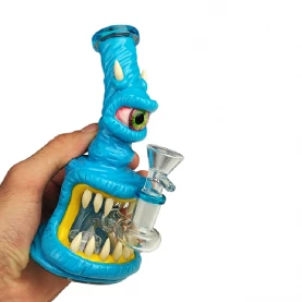 Sklenené bongo Monster Blue 16cm