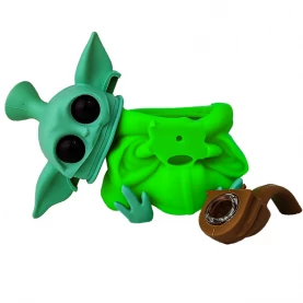 Silikónové vodné bongo Yoda Zelená 12,5 cm