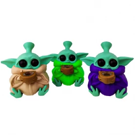 Silikónové vodné bongo Yoda Zelená 12,5 cm