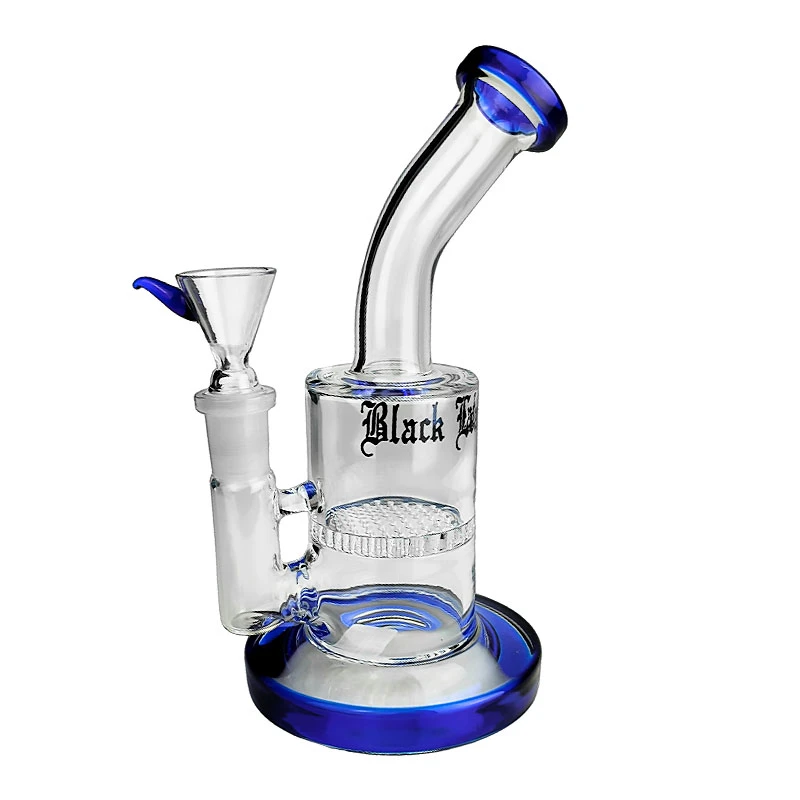 Bong sklo Black Leaf Honeycomb bubbler blue