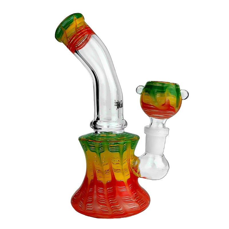 Bong sklo Black Leaf Mini-Bubbler rasta 16cm