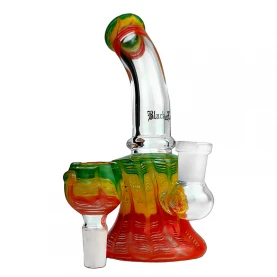 Bong sklo Black Leaf Mini-Bubbler rasta 16cm
