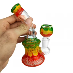 Bong sklo Black Leaf Mini-Bubbler rasta 16cm