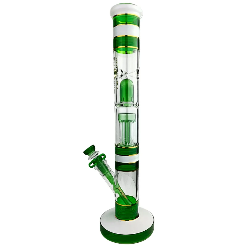 Sklenené bongo Phoenix 43cm - Zeleno-biele