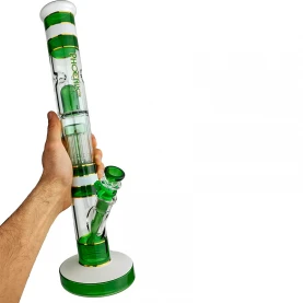 Sklenené bongo Phoenix 43cm - Zeleno-biele