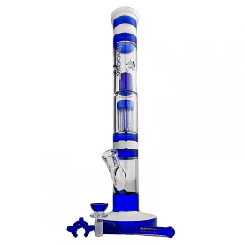 Sklenené bongo Phoenix 43cm - Modro-biele