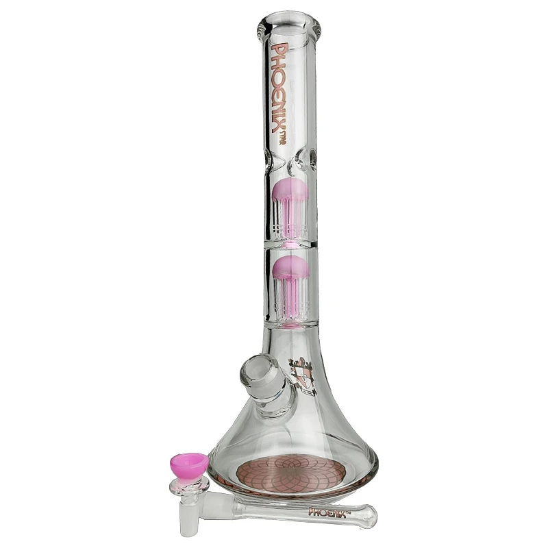 Sklenené bongo Phoenix 41cm - Rúžové